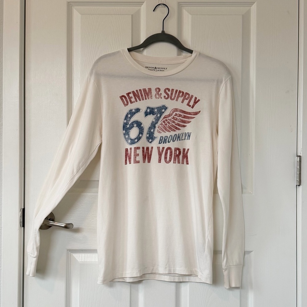 Denim & Supply Ralph Lauren Brooklyn NY Long Sleeve Cotton Graphic Tee
